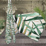Gravata Majestade Tropical Palm Dourado Fronds Casando Gra<br><div class="desc">Uma elegante gravata tropical pintada de aquarela com folhas de palma de majestade verde e frondes de ouro contra fundo de névoa natural.</div>