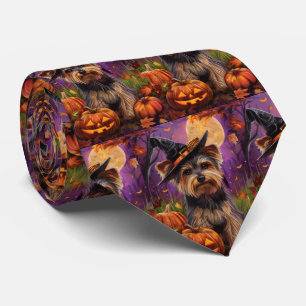 Gravata Malandro Biewer Terrier Halloween Witch E Pumpkin
