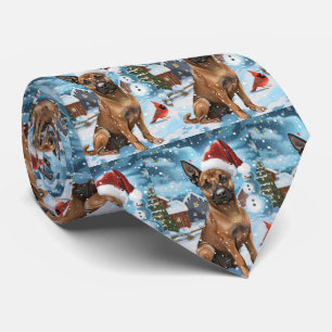 Gravata Malinoi Belga Cão Inverno Wonderland Natal