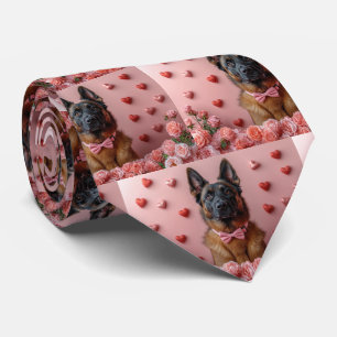 Gravata Malinois Belga com Rosas - Dia dos Namorados