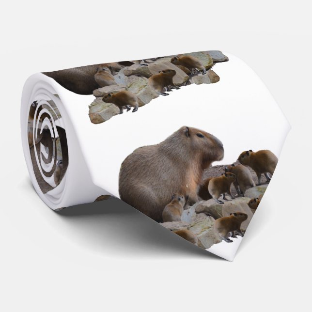 Gravata Mamãe E Bebê Capybaras, (Rolled)
