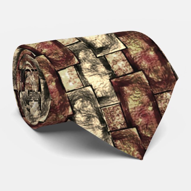 Gravata Manchas castanhas e ouros, esculpidas em pedaços r (Rolled)
