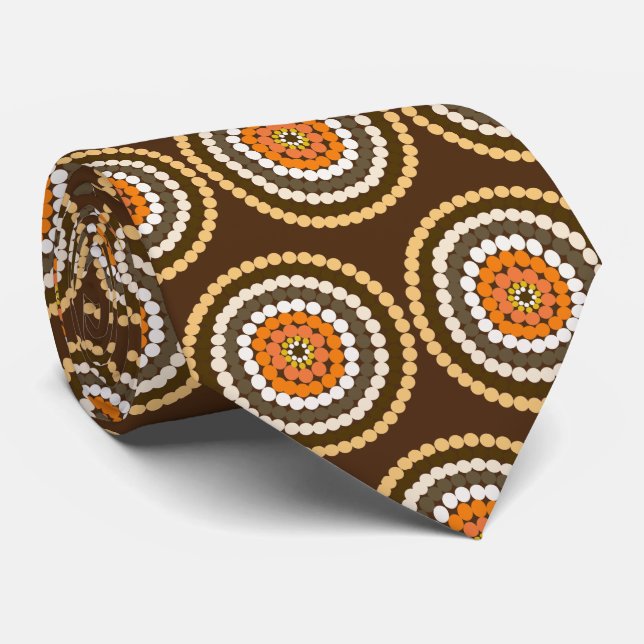 Gravata Manchas Castanho E Laranja, (Rolled)