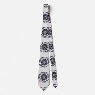 Gravata mandala art preto e branco