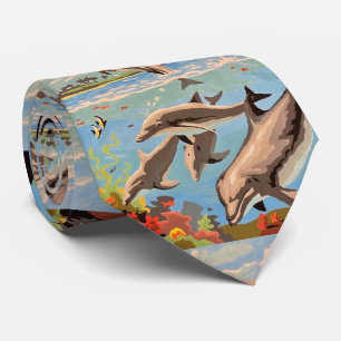 Gravata Mão Pintada Por Número Golfinhos Reproduzíveis