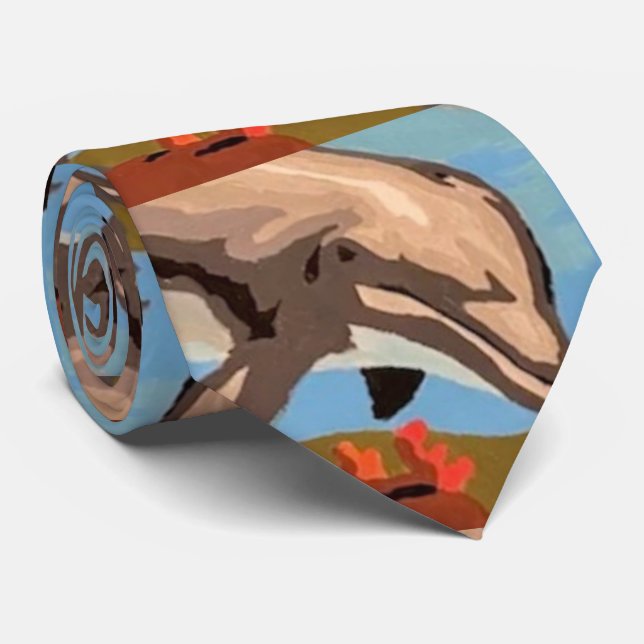 Gravata Mão Pintada Por Número | Golfinhos Reproduzíveis | (Rolled)