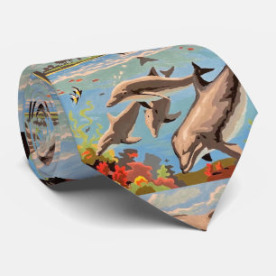 Gravata Mão Pintada Por Número Golfinhos Reproduzíveis