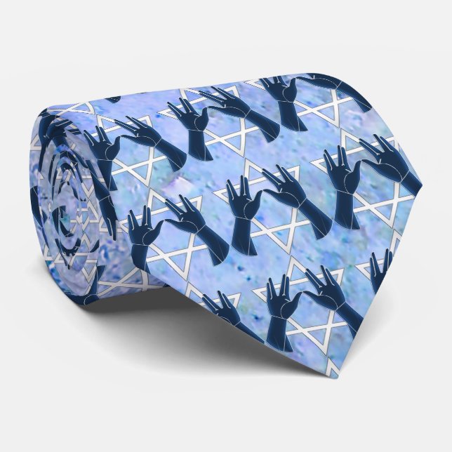 Gravata Mãos Cohanim - Magen David - Blue Rock (Rolled)