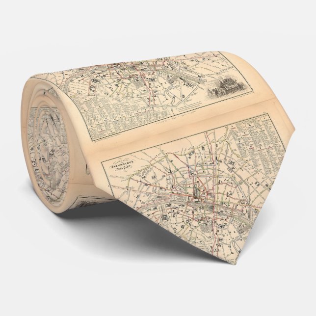 Gravata Mapa 1858: Itineraire des Omnibus dans Paris Franç (Rolled)