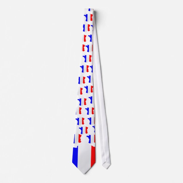 Gravata Mapa da França e bandeira Tie (Frente)