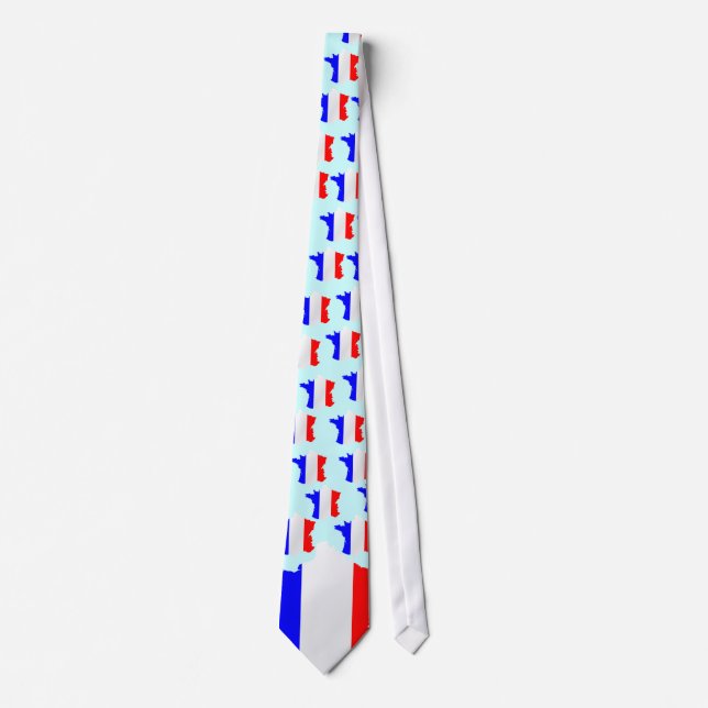 Gravata Mapa da França e bandeira Tie (Frente)