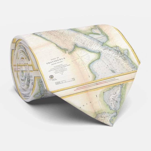 Gravata Mapa da Ilha do Porto de Providence (1865) (Rolled)