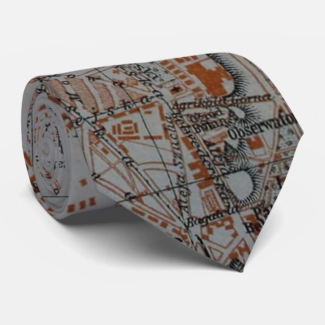 Gravata Mapa da Vintage da Polônia de Varsóvia (1914) (Rolled)