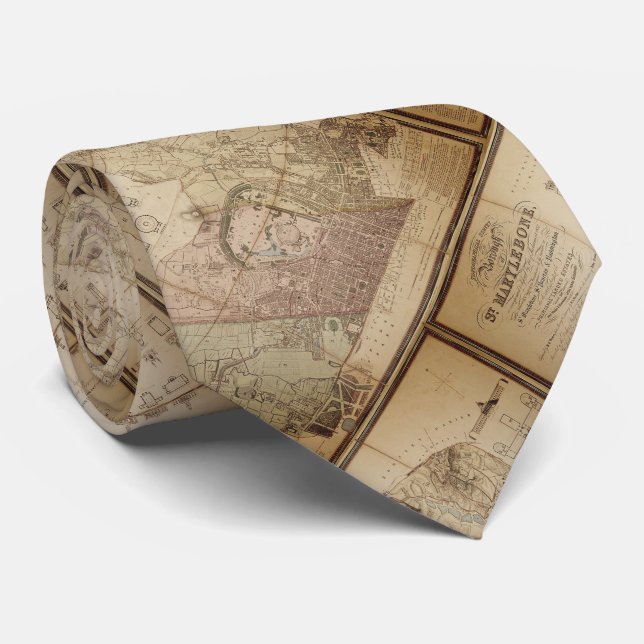 Gravata Mapa do distrito de Marylebone (Londres) de 1834 (Rolled)