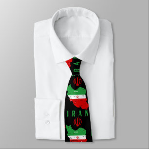 Gravata Mapa do Irã com Bandeira e Emblema