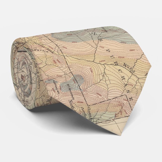 Gravata Mapa do vintage das montanhas brancas (1881) (Rolled)