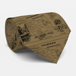 Gravata Mapa do vintage de Colorado (1912) - Tan
