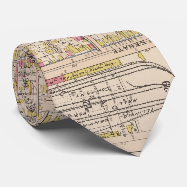 Gravata Mapa do vintage de Indianapolis Indiana (1916) (Rolled)