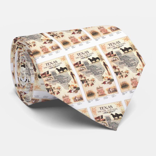 Gravata Mapa do vintage de Texas (1912) (Rolled)
