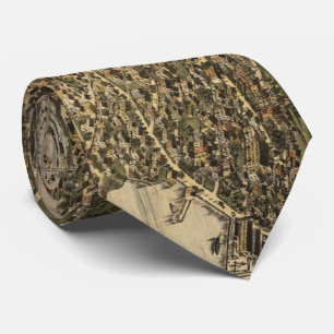 Gravata Mapa do Vintage Pictorial de Bristol RI (1891)