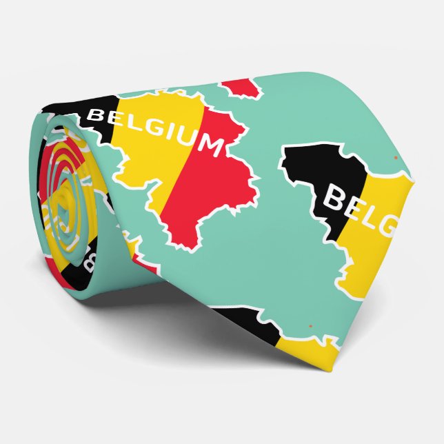 Gravata Mapa e bandeira de Bélgica (Rolled)