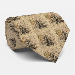 Gravata Mapa e navio antigo do General France