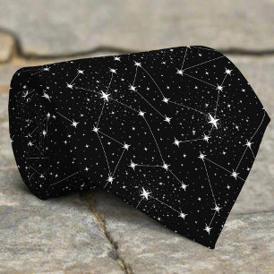 Gravata Mapa Estelar Preto e Branco Constelações Spaceastr