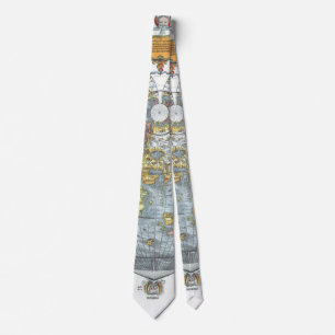 Gravata Mapa Mundial Antiquado do Coração Vintage, Peter