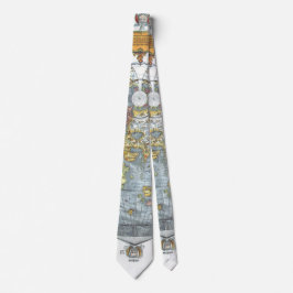 Gravata Mapa Mundial Antiquado em Forma de Coração Vintage