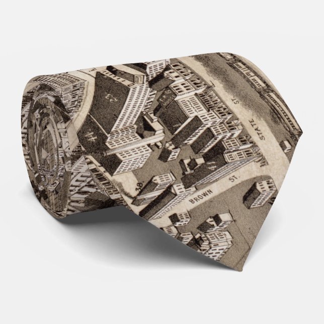 Gravata Mapa Pictórico do Lynn MÃE (1879) (Rolled)