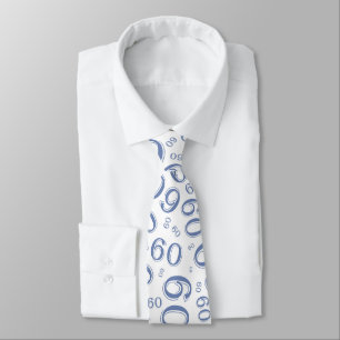 Gravata Marco 60 Padrão de Número Aleatório Azul/Branco