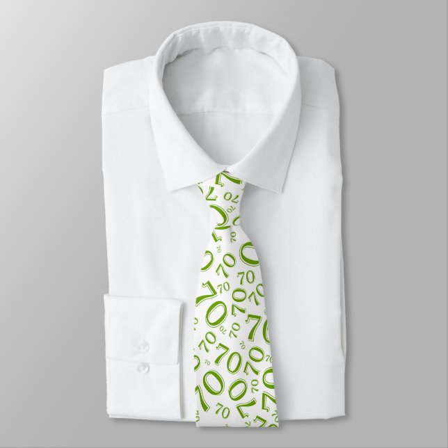 Gravata Marco 70 Padrão de Número Aleatório Verde/Branco (Amarrado)