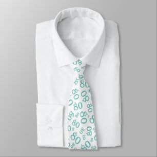 Gravata Marco 80 Padrão de Número Aleatório Teal/Branco