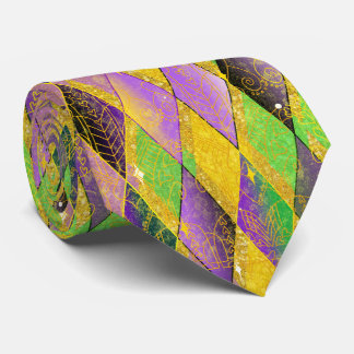 Gravata Mardi Gras Arlequim Diamante Roxo Verde Dourado