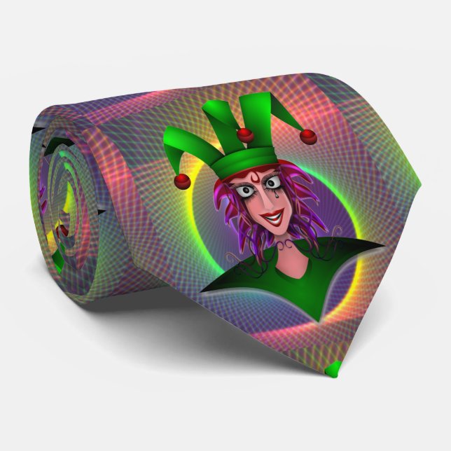 Gravata Mardi Gras Carnaval Purple Green Jester (Rolled)