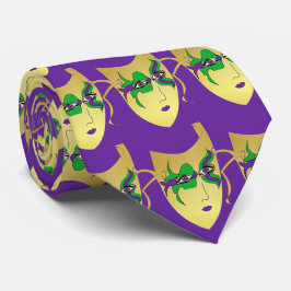 Gravata Mardi Gras Carnival Mask on Purple NeckTie
