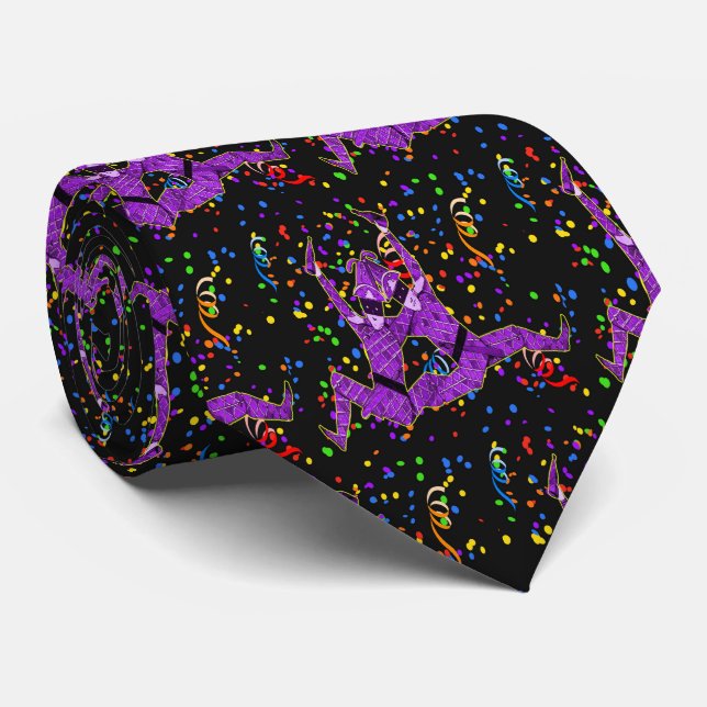 Gravata Mardi Gras Carnival Purple Jesters E Confetti (Rolled)
