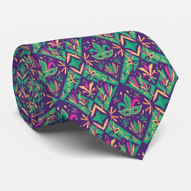 Gravata Mardi Gras Diamond Masquerade (Rolled)