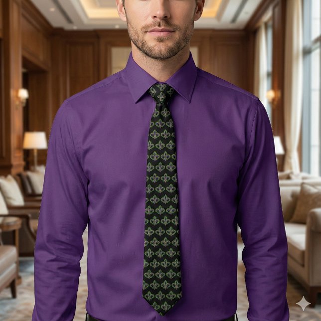Gravata Mardi Gras Fleur-de-Lis (Mardi Gras Fleur-de-Lis Neck Tie)