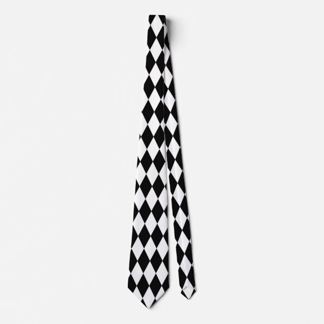Gravata Mardi Gras Harlequin Hex Black White (Frente)