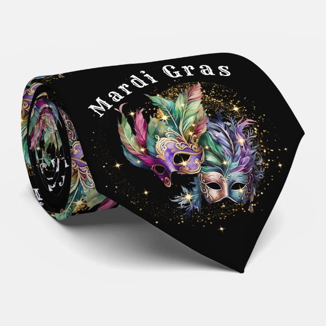 Gravata Mardi Gras Mascarada Mask Neck Tie (Rolled)
