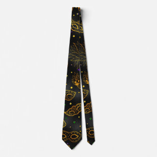 Gravata Mardi Gras Tie, Mardi Gras Ouro Máscaras