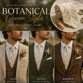 Gravata Marfim Suave Motivos Delicados de Hera e Florais