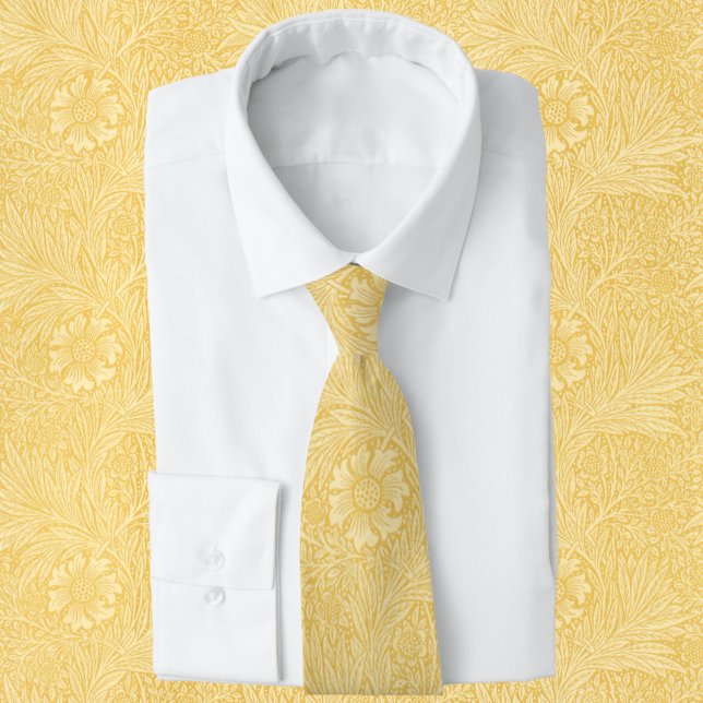 Gravata Marigold por William Morris, Flores de Jardim Vint (Marigold by William Morris, Vintage Garden Flowers Tie)