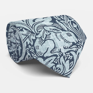 Gravata Marinho Azul Coelho Branco William Morris Neck Tie