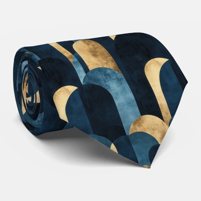 Gravata Marinho azul Dourado (Rolled)