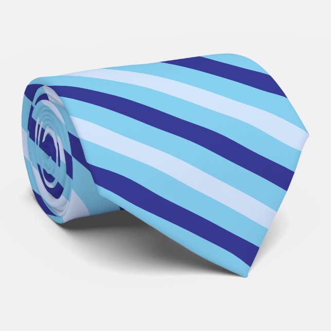 Gravata Marinho Azul E Turquesa - Estrias Diagonais (Rolled)