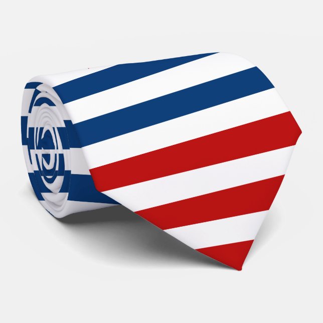 Gravata Marinho azul, vermelho e branco com sinalizador SU (Rolled)
