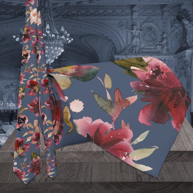 Gravata Marinho Burgundy Casamento de Peônias Rosa-de-fram (Criador carregado)