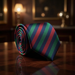 Gravata Marinho Burgundy Verde Listra Clássica Regimental